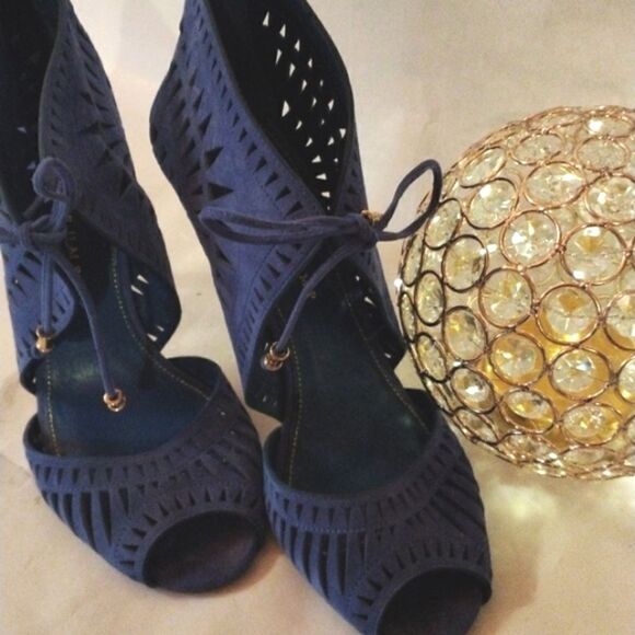 Ivanka Trump Colbalt Cage Heels - Picture 2 of 12